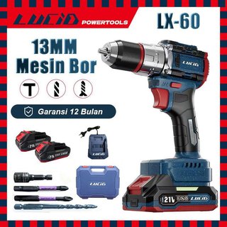 LUCID LX-60/LX-50 Brushless Mesin bor 13MM 2.0A 21V/18V Lithium Battery Bor Listrik Impact Multifunction Cordless Drill Original LUCID OFFICIAL STORE
