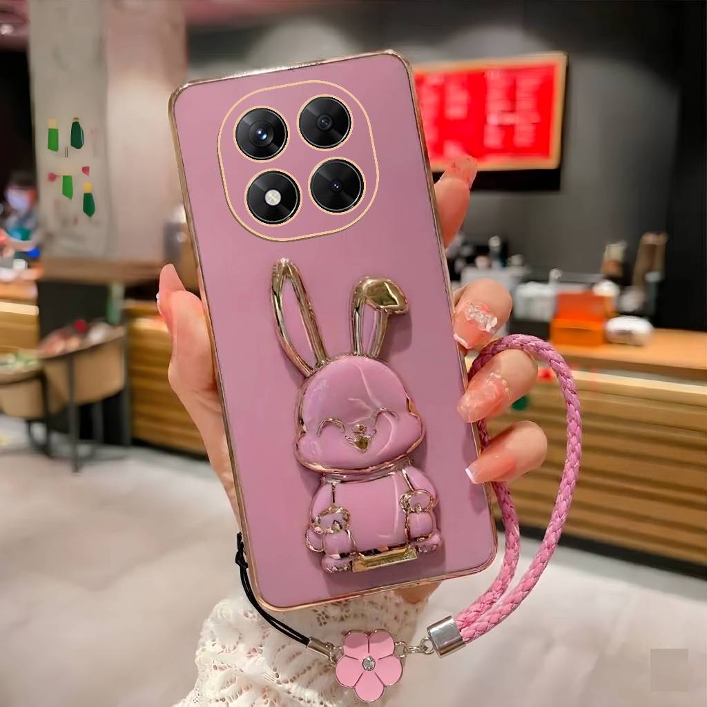 SoftCase POCO X7 X7 PRO X6 5G X6 PRO ปลอกชุบไฟฟ้า Hollder Bunny ฟรี Tali Flowrs