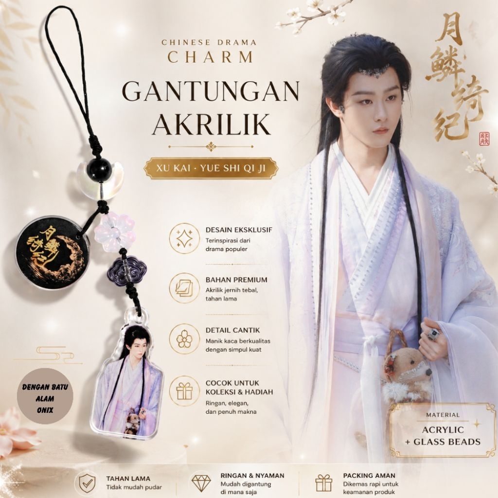 HP GANTUNGAN อะคริลิคโทรศัพท์มือถือแขวน CDrama ชาย Charm Hanfu จีนหินธรรมชาติลูกปัดแก้วสําหรับแฟน Ha