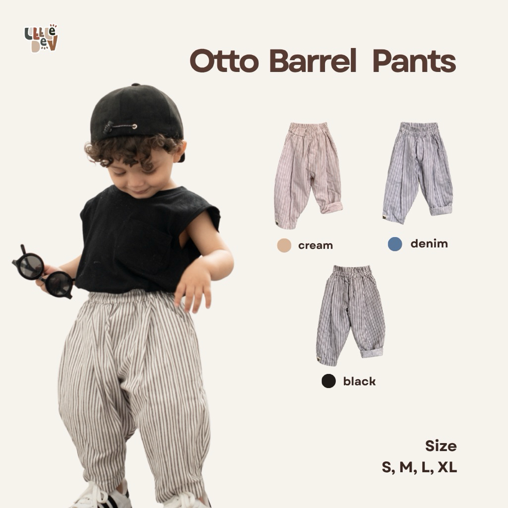 LITTLEDEV - กางเกงเด็ก Barrel - กางเกงเด็ก Unisex - กางเกงผ้าฝ้ายลาย Otto Barrel