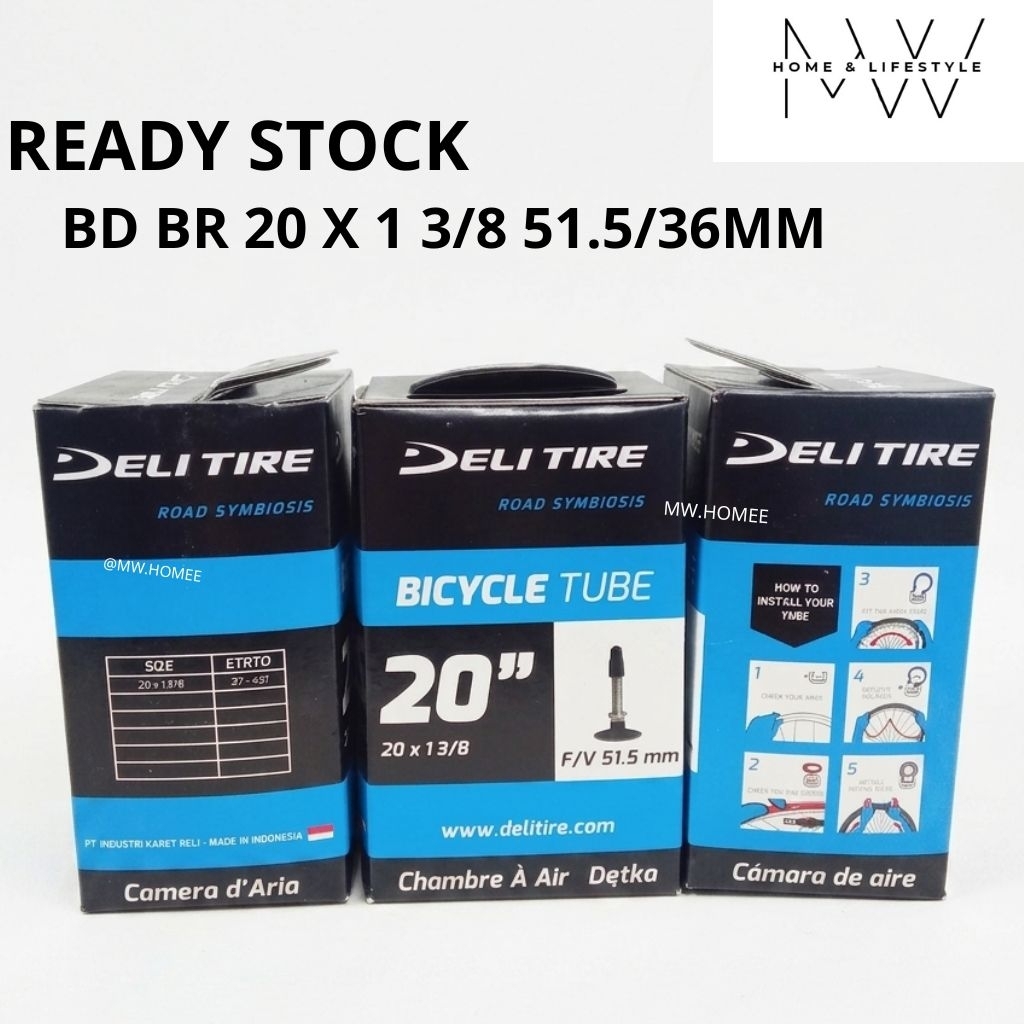 ยางใน 20 x 1 3/8 พับยางในจักรยาน 20x1 3/8 presta วาล์ว / INNER TYRE 20 X 1 3/8 DELI ยาง F/V 51.5/36 