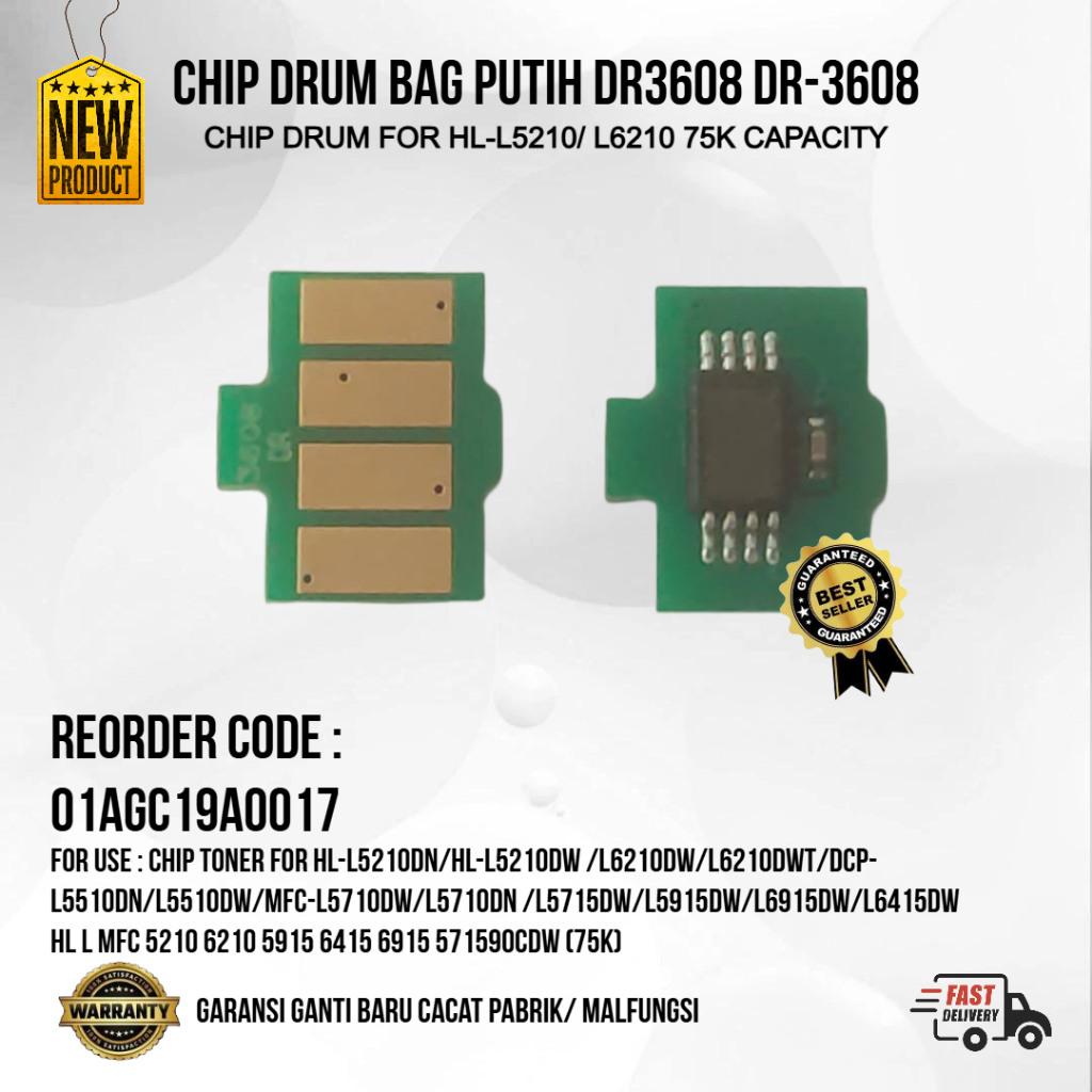 CHIP DRUM หน่วย IMAGING DR 3608 DR 3608 75K สําหรับ HL L5210DN HL L5210DW L6210DW L6210DWT DCP L5510
