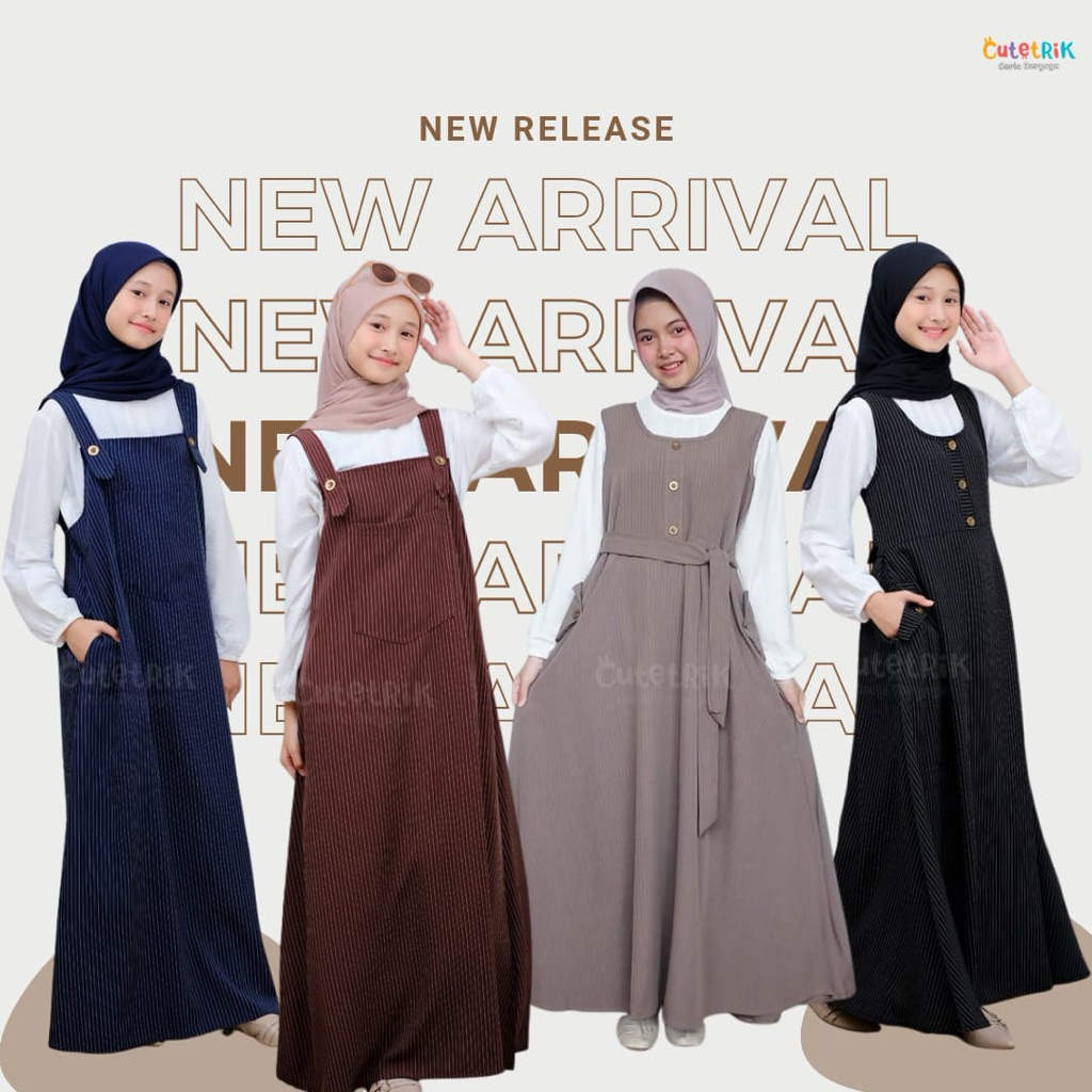 GD C128 C129 เสื้อผ้ามุสลิมชุด 2 in 1 Gamis โดยรวมสําหรับสาววัยรุ่น Shanum Dress โดย Cutetrik I สีดํ