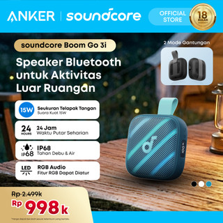 Soundcore Boom Go 3i Portable Bluetooth Speaker by Anker 15W Punchy Sound 24H Playtime IP68 BassUp 2.0 Emergency Charging, Bluetooth 6.0 Waterproof Speaker for Hiking/Cycling/Camping - D5103