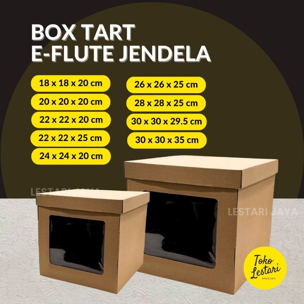 E-Flute กล่องกระดาษกล่องเค้กทาร์ตความสูง 18x18x20 20x20x20 22x22x20 24x24x20 26x26x25 28x28x25 30x30