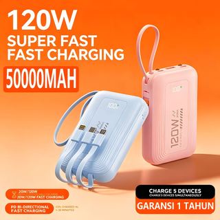 LENTIVEN Power Bank 120W 50000 mAh with Type C Cable and Lightning Cable Fast Charging Garansi 1 Tahun DX496