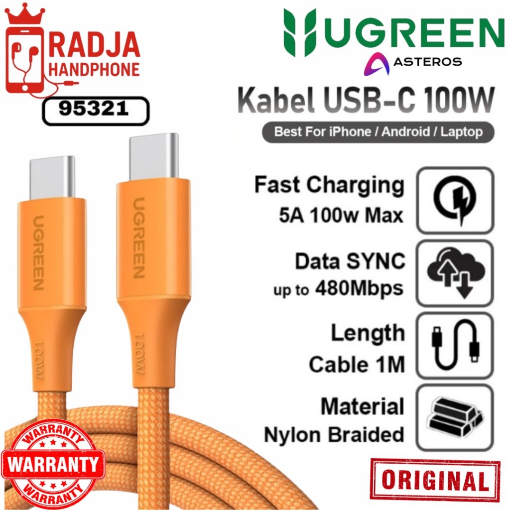 UGREEN 95493 PD Type C ถึง Type C สายชาร์จข้อมูลชาร์จเร็ว 5A 100w