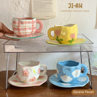 [siggi] JI-AH Aesthetic Korean Cup / Aesthetic Mug / Cangkir Estetik Keramik / Gelas Kopi Teh