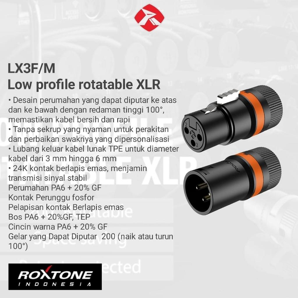 Jack XLR Roxtone XLR Low profile Jek Plug หมุนได้ 200 องศา LX3M/F