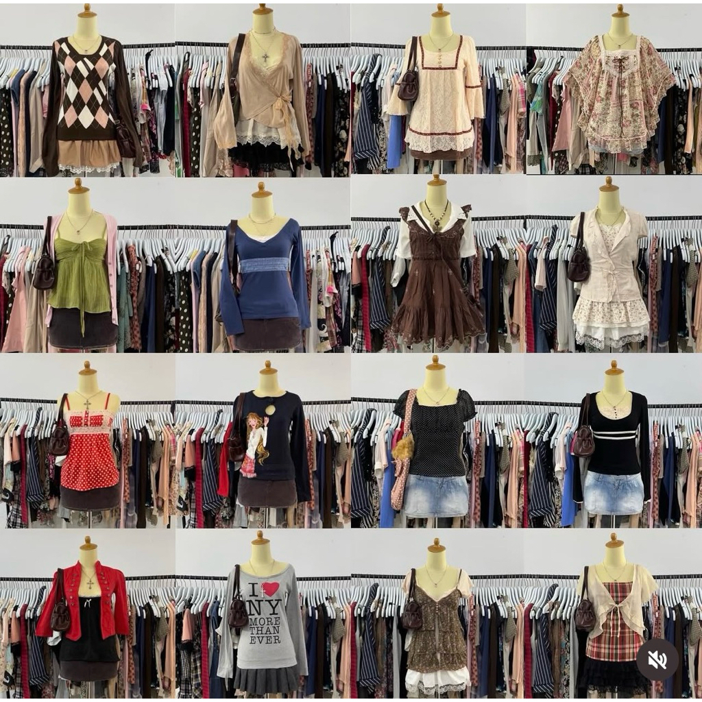 Coquette, Vintage, Y2K, Dainty, Milkmaid, Grunge, Babydoll, Leopard Top / กระโปรง, Axes Femme