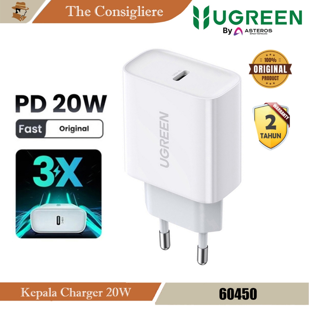 UGREEN หัวชาร์จสีขาว USB-C 20W 60450