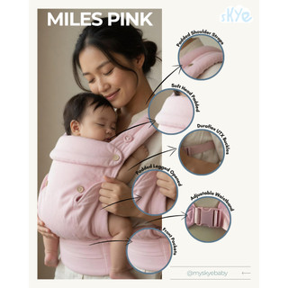 SKYE Baby Carrier | Gendongan Bayi M Shape | Newborn 0 - 36 Bulan | Pink Polos
