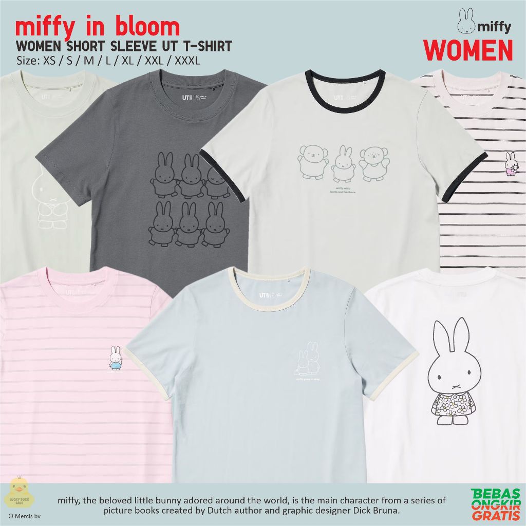 KATUN UNIQLO ผู้หญิง miffy บานสะพรั่ง UT เสื้อกระต่ายน่ารักผ้าฝ้ายเสื้อยืดผู้หญิง