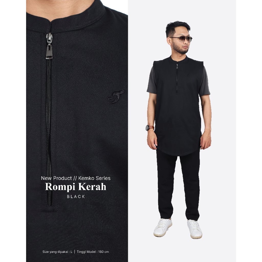 JAGARI เสื้อกั๊กคอปกซิปพรีเมียมสําหรับผู้ชาย RBT003