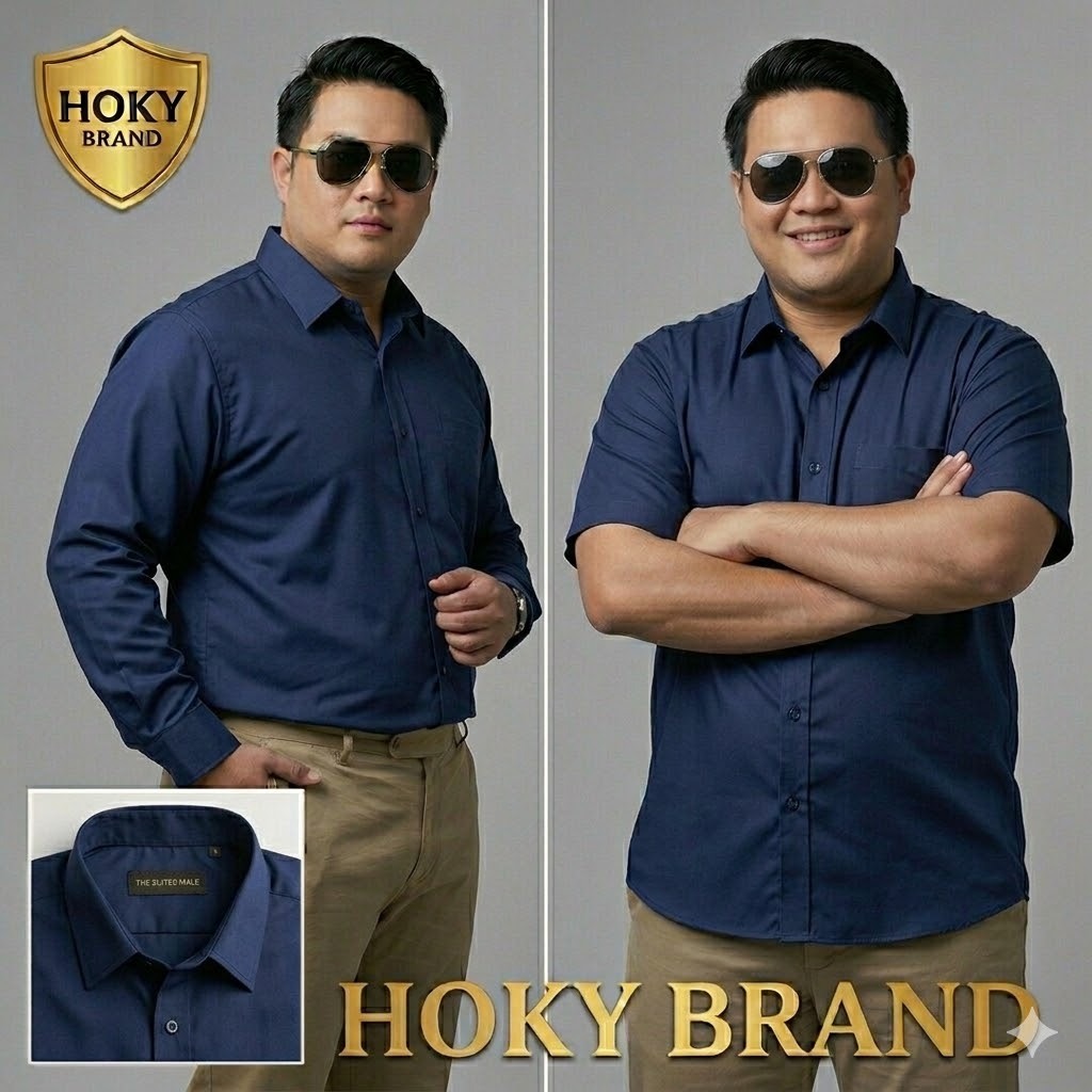 KEMEJA LUCKY BRAND - เสื้อเชิ้ตทํางานพื้นฐานผ้าฝ้ายจัมโบ้สําหรับผู้ชายเสื้อเชิ้ตทางการแขนสั้น Clean 