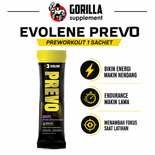 EVOLENE PREVO 1 Sachet Serving PWO Pre Work Out Suplemen Fitness Penambah Energi
