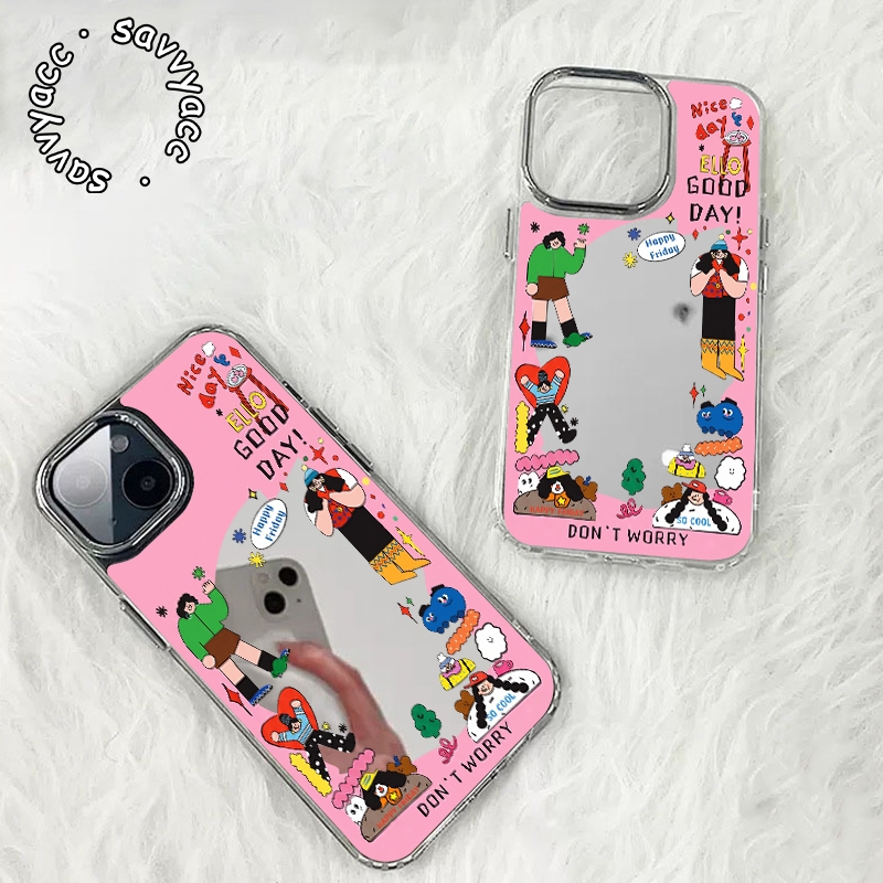 MIRROR HEBE CASE DONT WORRY BE HAPPY สําหรับ VIVO Y02 Y02A Y03 Y03T Y04 Y12 Y15S Y16 Y17S Y19S Y20 Y