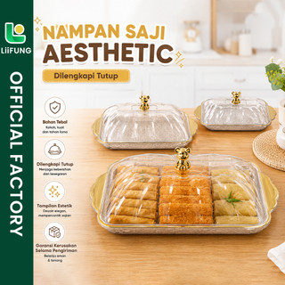 LiiFung - SET Kotak Roti dan Kue Tempat Penyimpanan Roti Wadah Saji Nampan Roti Baki Dengan Tutup