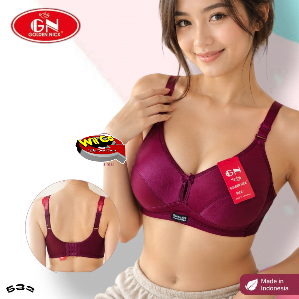 K532 Golden Nick Sports Bra Foam No Wire Medium Cup (B) Two Hooks Size 34 36 38 40 42