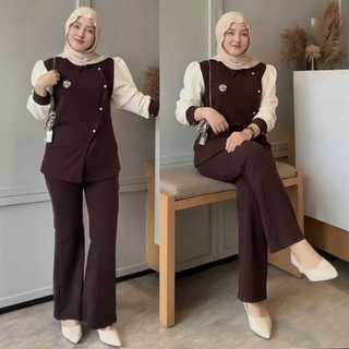 LIONA ONESET II KNIT ROSELLA MIX SABRINA II OUTFIT KEKINIAN II LIONA SET KNIT ELEGANT – One Set Atasan & Celana Wanita Kekinian Premium Setelan Wanita Knit Premium Lengan Panjang Terbaru 2026