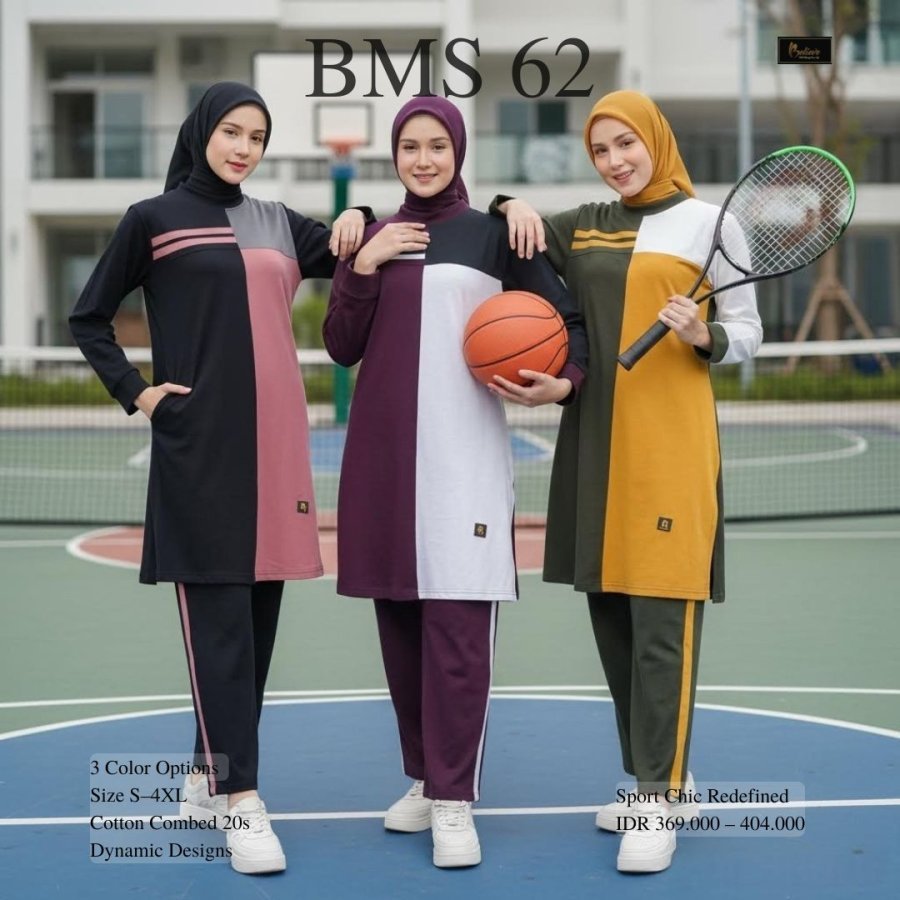 BELIEVE BMS 62 New Sportwear / ชุดเสื้อยืดฝึกซ้อมกีฬาสตรีมุสลิม / Jogging, Tennis, Volleyball, Padel