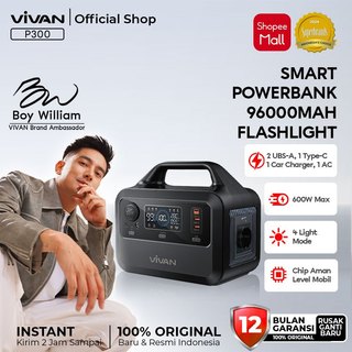[STOCK READY] VIVAN VPS-P300 Power Station | Lampu Emergency | Capacity 96.000 mAh Powerbank 600W/220V 5 Port Output Garansi 1 Tahun