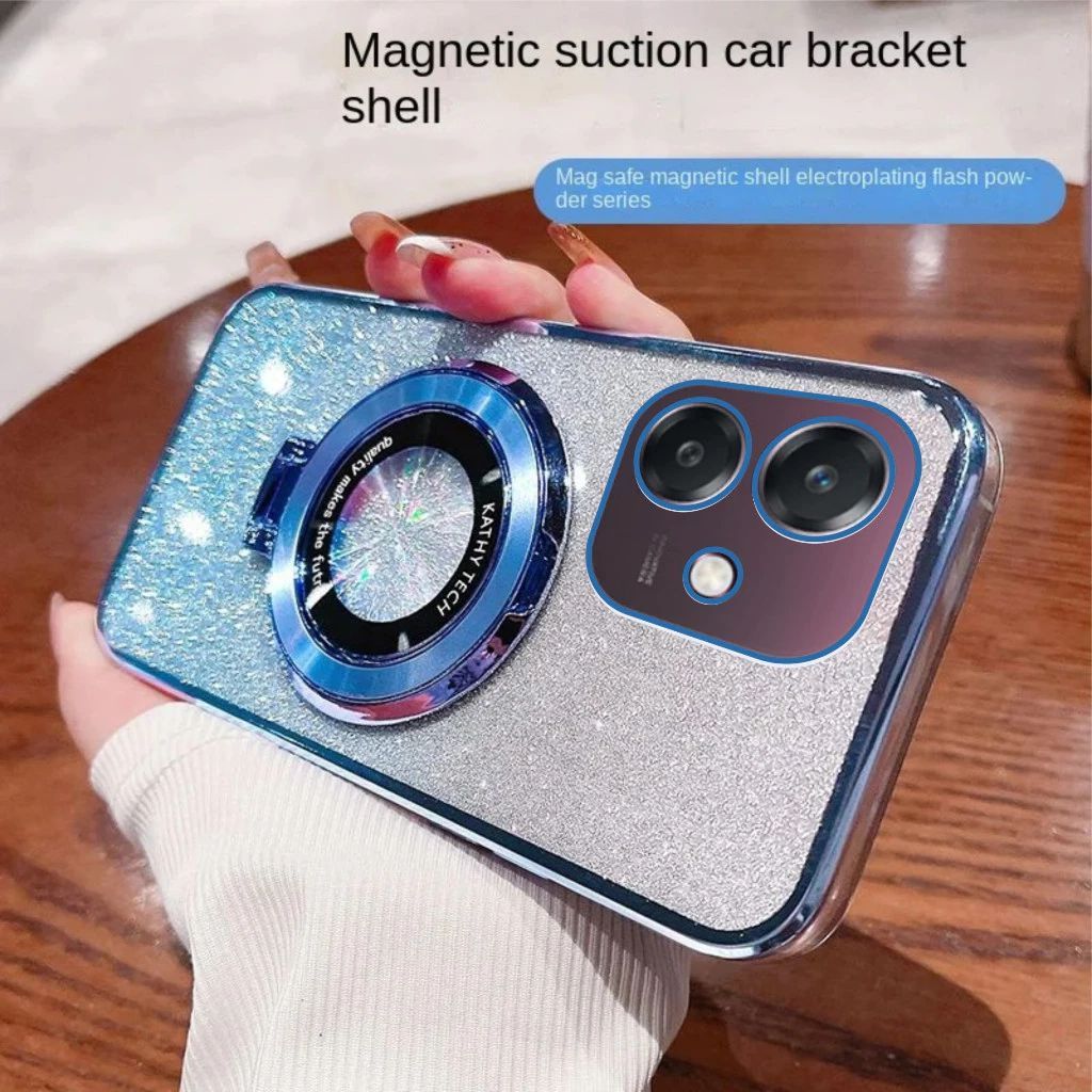 Softcase สําหรับ Oppo A3x A3 5G A5i กรณี Glitter Premium พร้อมแหวน Magsafe ผู้ถือฟรี