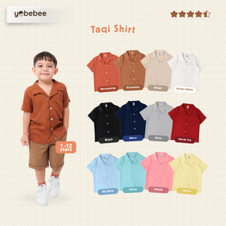 Yobebee Taqi Shirt Kemeja Rayon Lengan Pendek Lembut Adem Casual Anak Laki Laki 2-12 Tahun