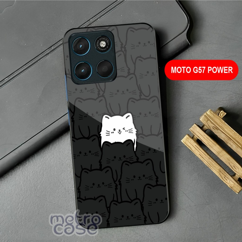 Softcase Glass Glossy Glass MOTOROLA MOTO G57 POWER - MOTO G57 POWER - MOTOROLA - CAT MOTIF - G86