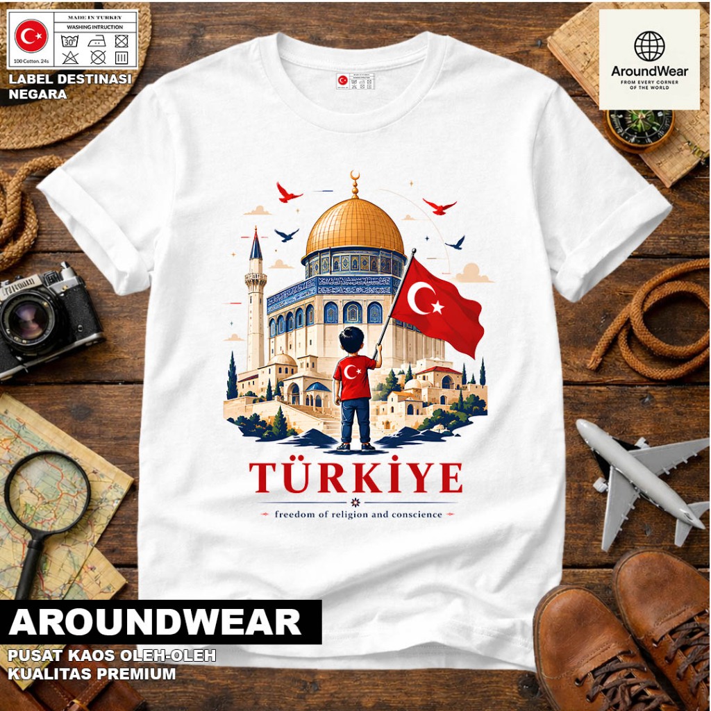 เสื้อยืด TURKEY IZMIR SOUVENIR พร้อมแท็ก NATIONAL, 30S COTTON MATERIAL, ของขวัญพรีเมี่ยม SOUVENIR