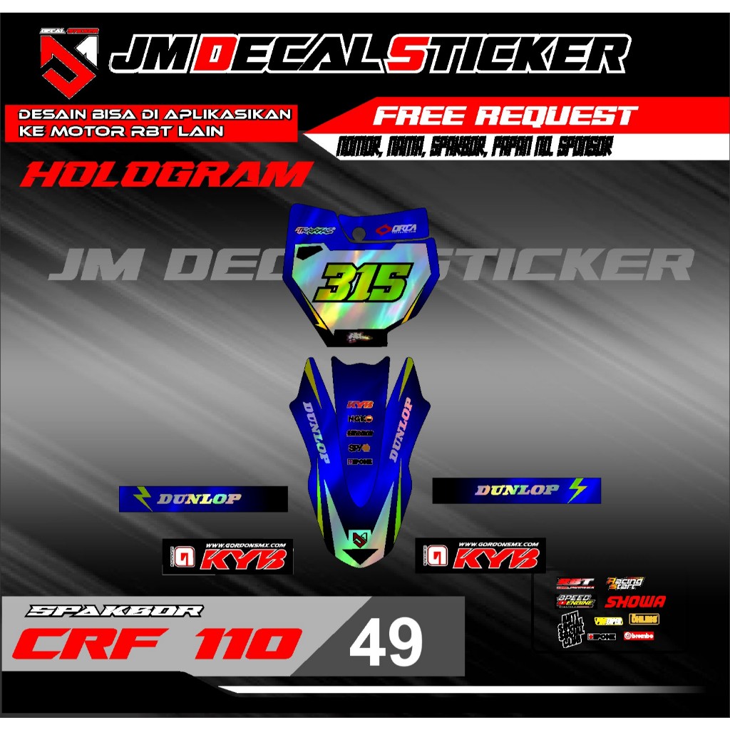 DECAL STICKER NUMBER PLATE KTM SPAKBOR CRF 110 HOLOGRAM STICKER ใหม่ล่าสุด MOST VIRAL JM vol 49