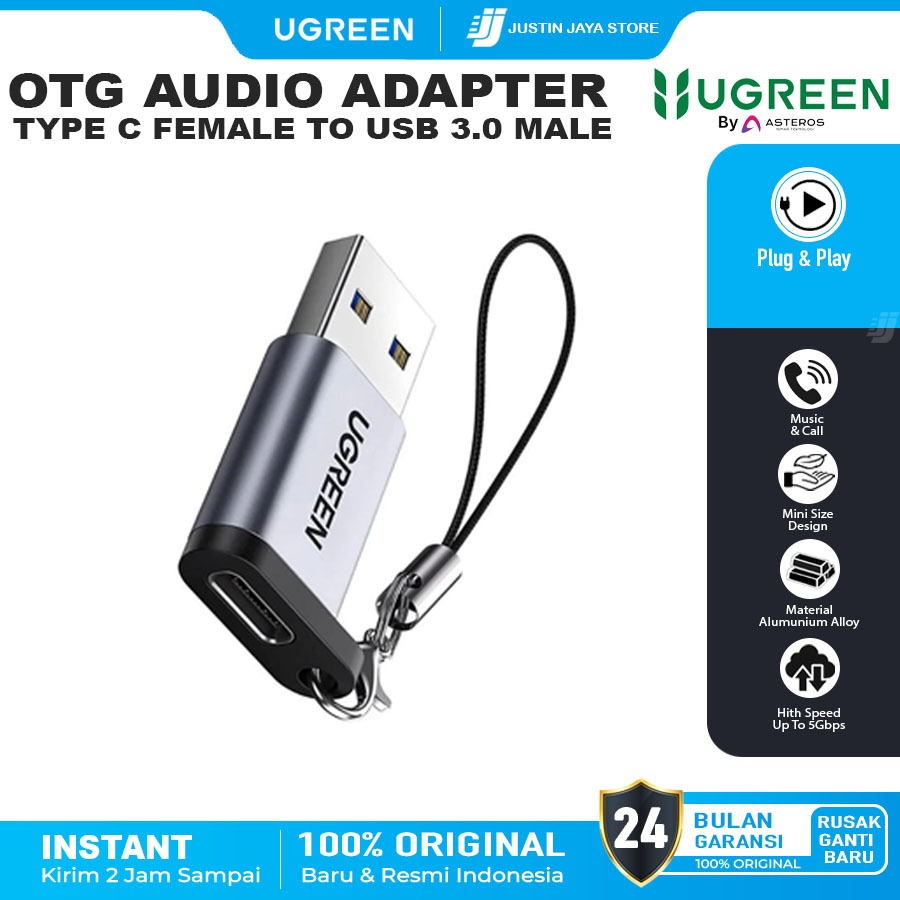 UGREEN อะแดปเตอร์ OTG USB Type C Female เป็น USB A 3.0 Male Max 5Gbps 50533
