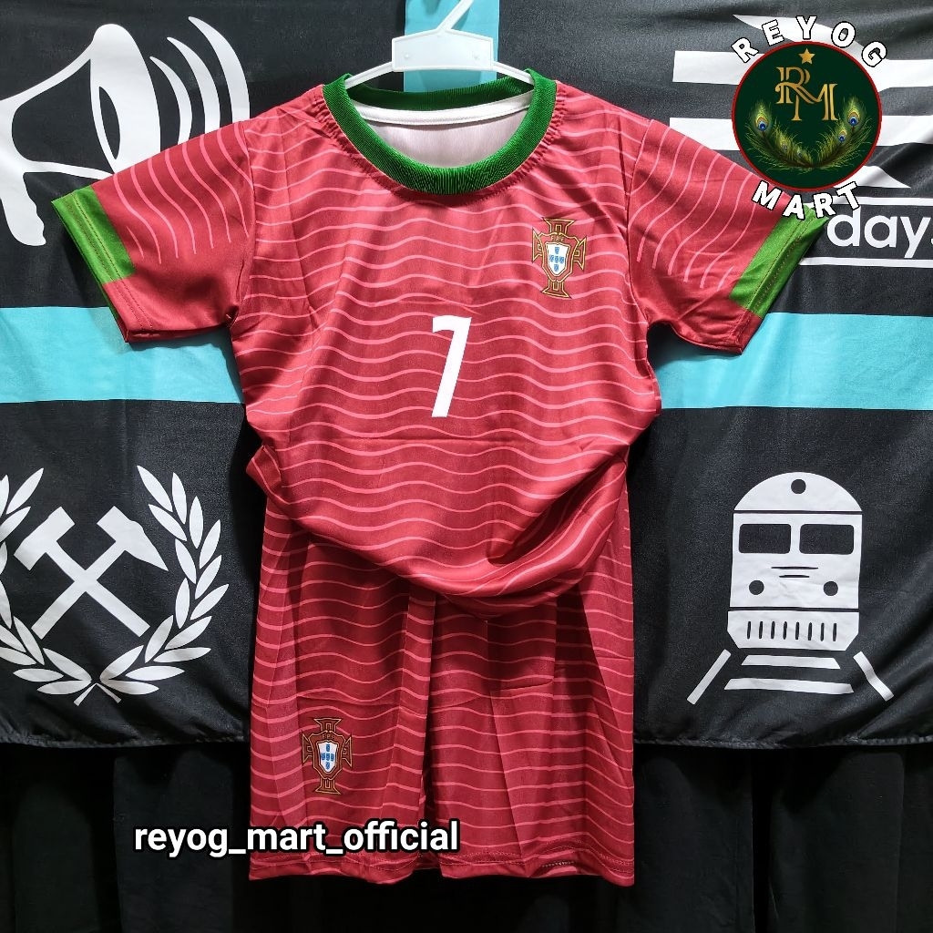 MERAH RONALDO 7 PORTUGAL HOME 2026 ชุดเด็กสีแดง
