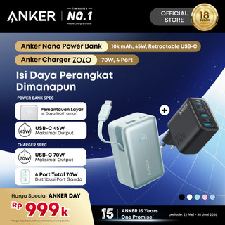Anker Nano Powerbank and Adapter Set for Headphone iPhone 17 16 15 Series 10,000mAh 45w Built-in Retractable Type C 70w 4-port Fast Charging PD - A1638 / A121C