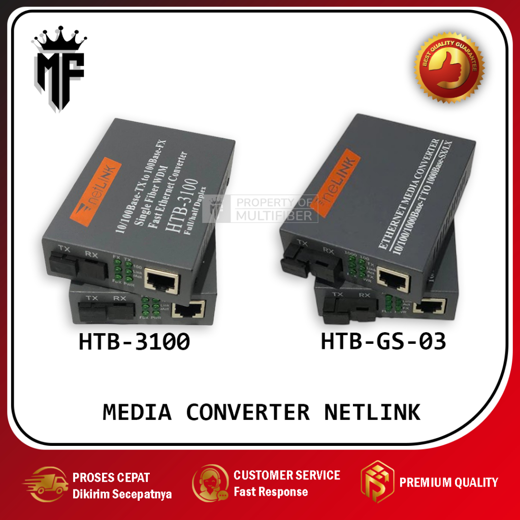 HTB-3100A/B & GIGABIT HTB-GS-03A/B FIBER OPTIC MEDIA CONVERTER NETLINK
