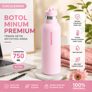 CucuLemon Sakura Botol Minum Stainless Thermos air panas Tumblr aesthetic 1 Liter Termos Vacuum