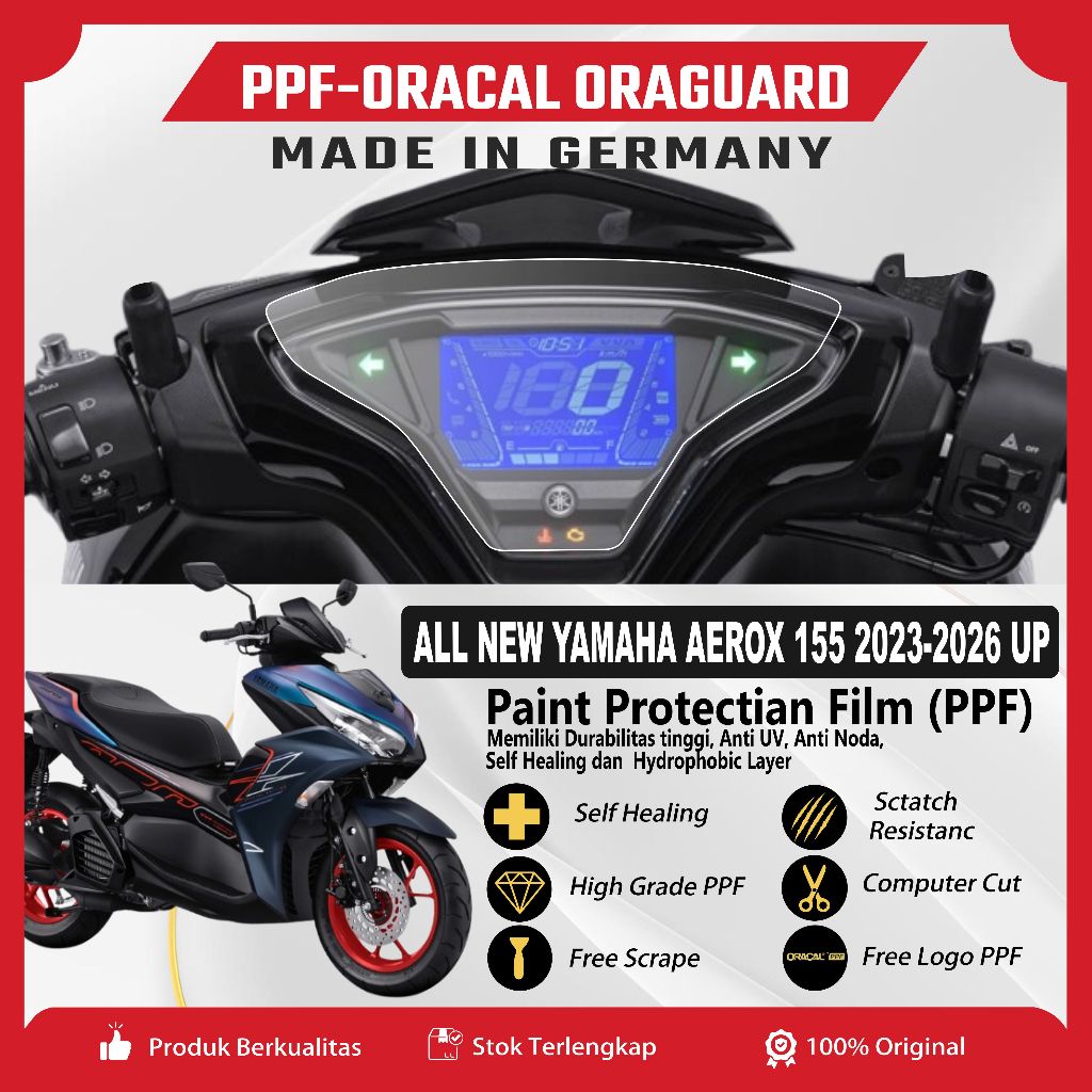 PPF ORACAL TPU Speedometer ใหม่ Yamaha AEROX 155 Anti-Scratch PPF (ฟิล์มกันรอยสี)