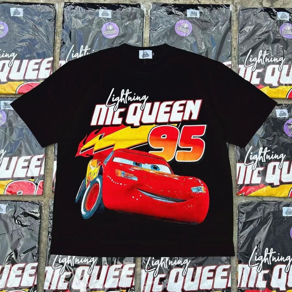 KATUN Lighting McQueen 95 เสื้อยืด McQueen เสื้อยืดคู่รัก เสื้อยืดผู้หญิงและผู้ชาย ผ้าฝ้ายหวี 24s ~ 