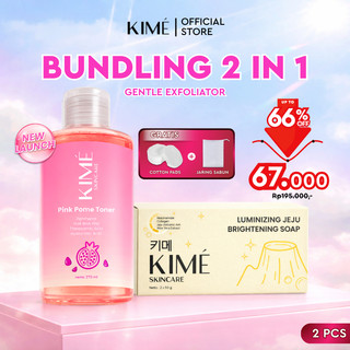 [BUNDLING] KIME LUMINIZING JEJU BRIGHTENING SOAP + PINK POME TONER FREE COTTON PADS + JARING | PAKET SABUN MANDI