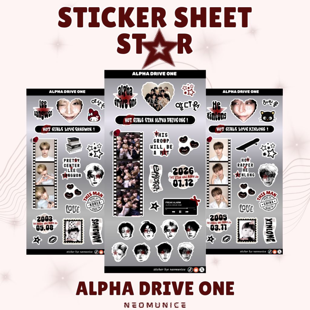 สติ๊กเกอร์แพ็ค Alpha Drive One ALD1 OT8 Leo Junseo Arno Geonwoo Sangwon Xinlong Anxin Sanghyeon