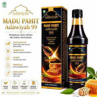 Madu Hitam Pahit Adawiyah 99 Original Isi 470gram Madu Hitam Propolis