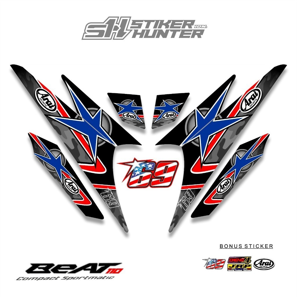 HONDA BEAT CARBON / MTF HAYDEN LAGUNA DECAL STICKER STRIPING / HUNTER STICKER / แถบดัดแปลง