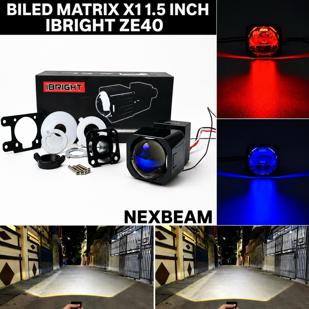 BILED MATRIX X1 IBRIGHT ZE40 - โปรเจคเตอร์บิล เลนส์สีน้ําเงิน 1.5 นิ้ว พร้อมพัดลมระบายความร้อน