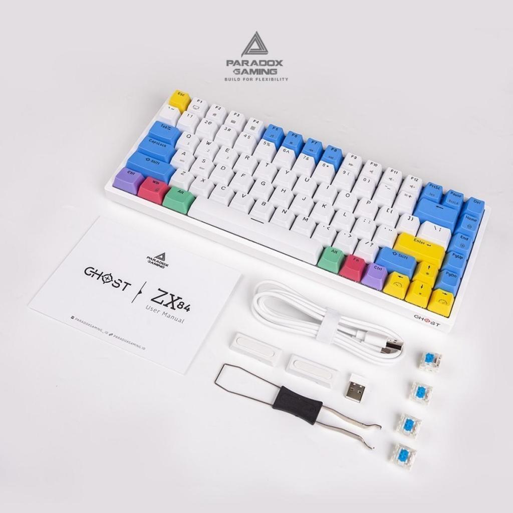 Paradox Gaming Keyboard RGB GHOST ZX84 ไร้สาย เคสสีขาว