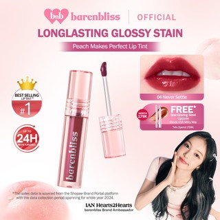 [BEST SELLING] BNB barenbliss Peach Makes Perfect Lip Tint 3ml Liptint Ringan Korea Glossy Stain Melembabkan hingga 24 Jam Hydrating Warna Tahan 12 Jam Sweet Peach Scent Natural Ombre Lips Non Sticky Anti Kering Lipgloss bnb official store