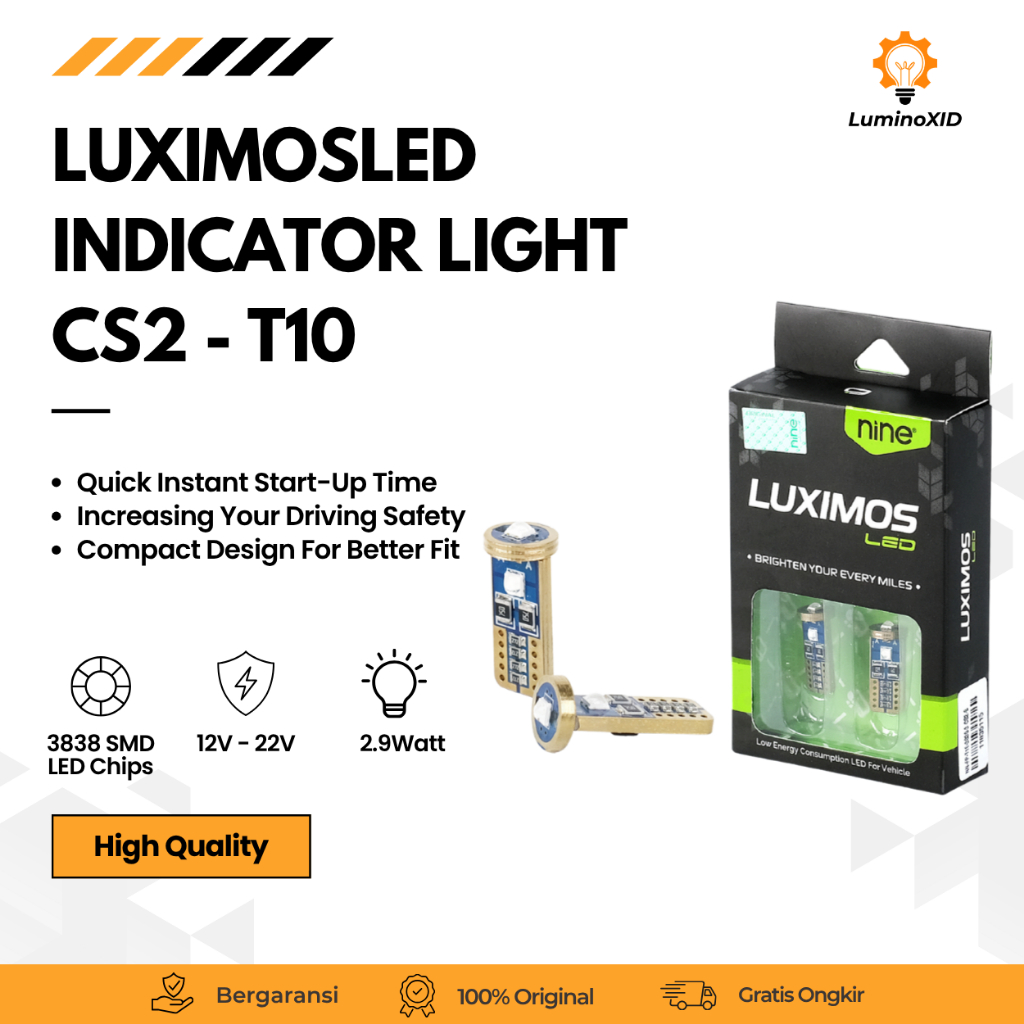 T10 3W 12-24V ป้ายทะเบียนไฟเลี้ยว City Series แผ่น Super Bright Universal PNP (2 ชิ้น) CS2 - LUXIMOS