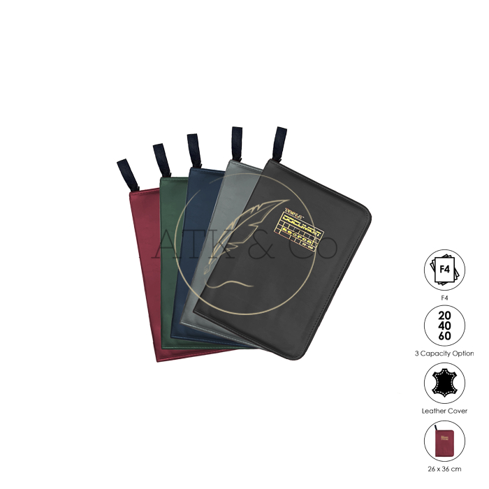 Zippered Diploma โฟลเดอร์เอกสารเนื้อหา 20 40 60 ช่องปกหนังกันน้ํา F4 Topla DK-888 - ที่ใส่ใสกันน้ําป