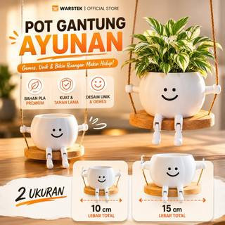[Instant/Same Day] Pot Gantung Ayunan Lucu dan Menggemaskan – Sudah Termasuk Tali tinggal Pasang dan ada Lubang Drainase!