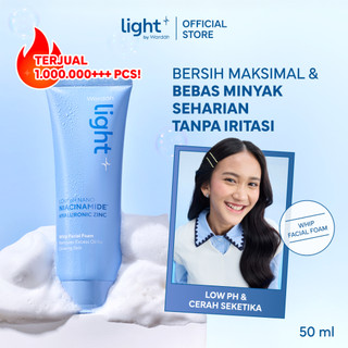 Lightplus by Wardah Face Wash Low pH Nano Niacinamide Hyaluronic Zinc Whip Facial Foam 100 ml & 50 ml | Facial Wash Sabun Cuci Muka Cleansing Pembersih Wajah Terhidrasi Wajah Bersih | Lightening Light Plus Light + Light+ Lite Liteplus Lite+ Skincare