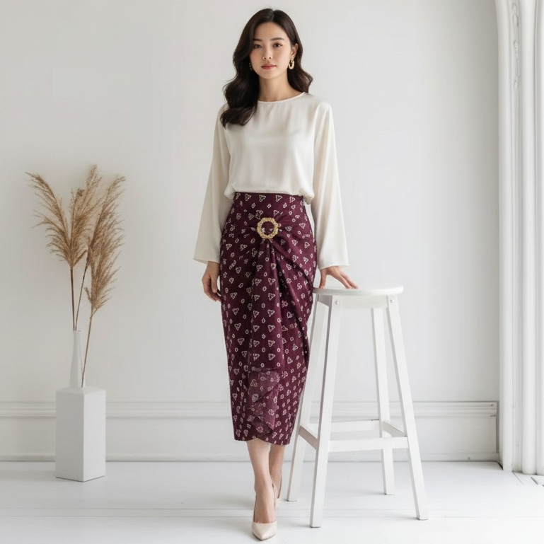 Nusa Kebaya Jumputan Wrap Skirt / Jumputan Batik Wrap Skirt / กระโปรง Jumputan